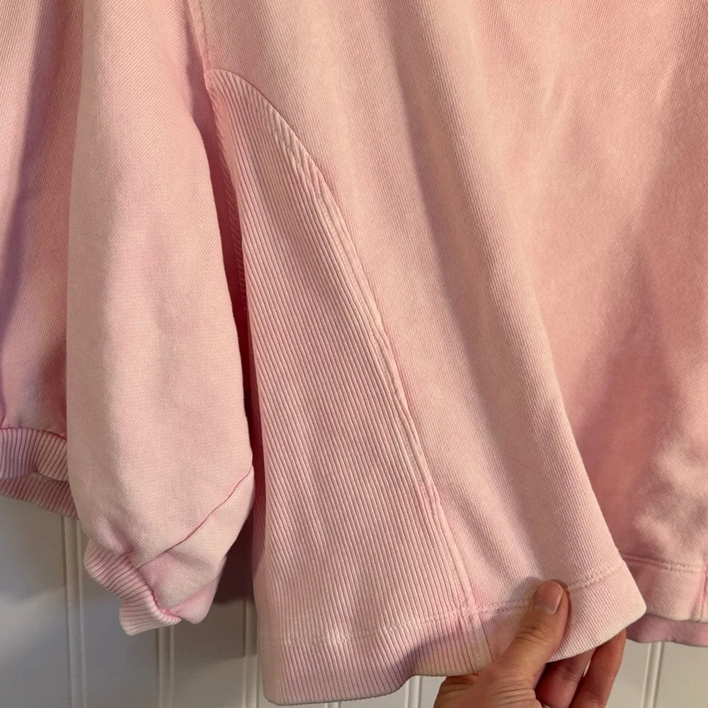 Aerie Seams Right Short Puff Sleeve Cropped Sweatshirt Light Pink Size XXL - Picture 4 of 10